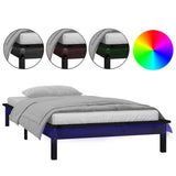 LED Bed Frame without Mattress Black 75x190 cm Small Single Solid Wood 820635