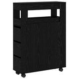 Bathroom Furniture Set with Wheel Black Oak 65 x 23 x 87 cm 869072