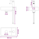Bathroom Wash Basin Matte Black 40.5 x 22.5 x 11.5 cm Metal 890227