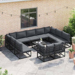 Garden Sofa Set with Cushion Black Aluminium 3378923