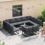 Garden Sofa Set with Cushion Black Aluminium 3378923