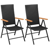 Garden Chair Set of 2 Black PE Rattan Standard Foldable 42798