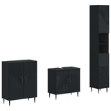 3 Piece Bathroom Cabinet Set HAARLEM Black Engineered Wood 3417451