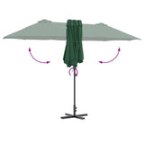 Garden Parasol Green 370 x 197 x 239 cm Polyester and Aluminium 42003368