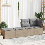 ZNTS 2 Piece Garden Sofa Set with Cushions Beige Poly Rattan Acacia 3328662