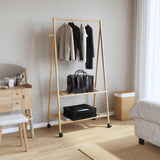 Clothes Rack with Shelves and Wheels 96x45.5x155.5 cm Bamboo 4008907