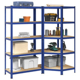 2 Piece 5-Layer Shelves Set Blue Steel&Engineered Wood 3307613