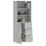 Highboard Concrete Grey 69.5x34x180 cm Engineered Wood 3190009
