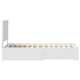 Bed Frame White and Silver 70 x 190 cm Engineered Wood 3411368