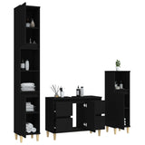 ZNTS 3 Piece Bathroom Furniture Set Black Engineered Wood 3185598