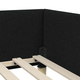 Corner Bed Frame with Headboard Black 90 x 200 cm Fabric 42016119
