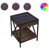 Coffee Table with Infinity LED Brown Oak 40x40x49 cm 847696