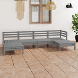 6 Piece Garden Lounge Set Grey Solid Wood Pine 3083336