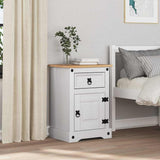 Bedside Table Corona White 45 x 35 x 64 cm Solid Pine Wood 42021186