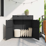 Garden Storage Cabinet Black 105x55x113 cm Poly Rattan 365563