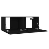 3 Piece TV Cabinet Set Black Engineered Wood 3078759