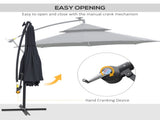 3 Cantilever Banana Parasol Hanging Umbrella with Double Roof, LED Solar lights, Crank, 8 Sturdy T3398P317756