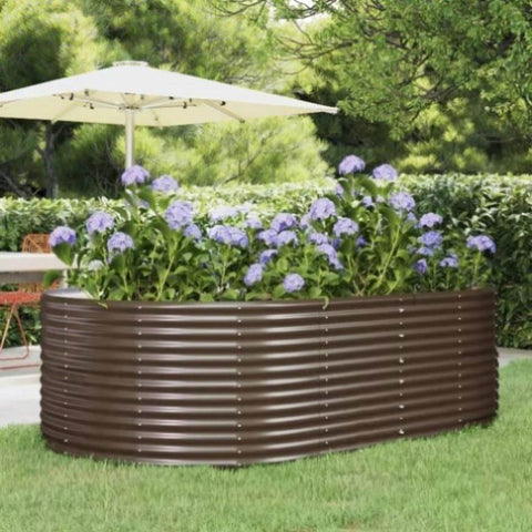 Garden Raised Bed Brown 212x140x68 cm Galvanised Steel 319095