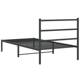 Metal Bed Frame without Mattress with Headboard Black 100x200cm 355360