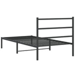 Metal Bed Frame without Mattress with Headboard Black 100x190cm 355359