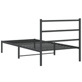Metal Bed Frame without Mattress with Headboard Black 100x190cm 355359