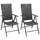 Dining Set Black Aluminium, PE Rattan, WPC Medium Foldable 3060058