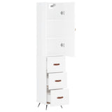 Highboard High Gloss White 34.5x34x180 cm Engineered Wood 3198827