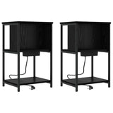 Bedside Cabinet 2 pcs Black Oak 38 x 31 x 61 cm Engineered Wood 859451