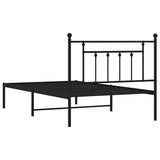 Bed Frame Black Steel Single Bed Frame Rectangular Industrial 353532