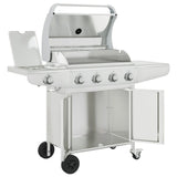 Gas BBQ Grill with 5 Burners Silver Stainless Steel 3214256