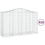 Arched Gabion Baskets 10 pcs 200x50x120/140 cm Galvanised Iron 3145669
