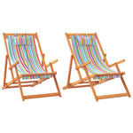 ZNTS Folding Beach Chairs 2 pcs Multicolour Fabric 3214483