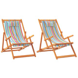 ZNTS Folding Beach Chairs 2 pcs Multicolour Fabric 3214483