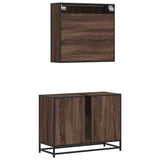 2 Piece Bathroom Furniture Set Brown Oak Engineered Wood 3300914