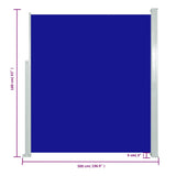 Patio Retractable Side Awning 160x500 cm Blue 317924