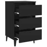 805907 Bed Cabinet with Metal Legs Black 40x35x69 cm