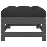 Garden Footstool with Cushion Grey Solid Wood Pine 825557