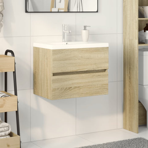 ZNTS 2 Piece Bathroom Furniture Set Ceramic and Engineered Wood 3307658