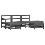 6 Piece Garden Lounge Set with Cushions Grey Solid Wood 3185908