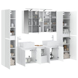 Bathroom Furniture Set 6 pcs White Engineered Wood and Glass 3407223