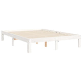 Bed Frame without Mattress White Double Solid Wood Pine 3193702