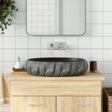 Countertop Basin Black and Grey Oval 59x40x15 cm Ceramic 155080