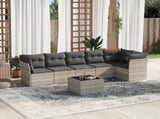 7 Piece Garden Sofa Set with Cushions Light Grey Poly Rattan 3217672