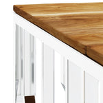 ZNTS Coffee Table Silver Stainless Steel and Solid Wood Acacia 350063