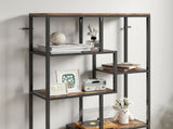 Seven-Tier Geometric Bookcase - Brown/Black T3398P423549