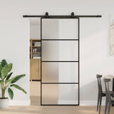 Sliding Door with Hardware Set Black 90x205 cm ESG Glass 3375799