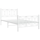 Metal Bed Frame without Mattress with Footboard White 107x203cm 376191