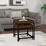 ZNTS Side Tables 2 pcs Brown Oak Engineered Wood 823286