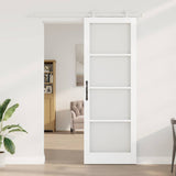 Sliding Door ORKDAL White 83 x 232 cm Solid Pine Wood and Glass 3332058