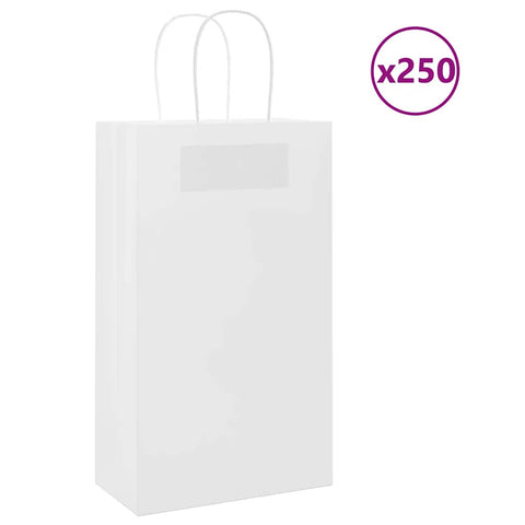 ZNTS Paper Bags 250 pcs with Handles White 21x11x36 cm 4101617